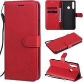 Voor Huawei Y6p effen kleur horizontale flip beschermende lederen tas met houder & kaartsleuven & portemonnee & lanyard (rood)