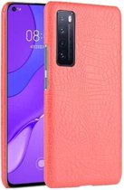Voor Huawei Nova 7 schokbestendige krokodiltextuur pc + PU-hoes (rood)