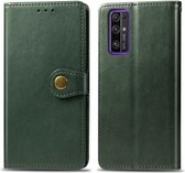 Voor Huawei Honor 30S retro effen kleur lederen gesp telefoonhoes met lanyard & fotolijst & kaartsleuf & portemonnee & standaardfunctie (groen)