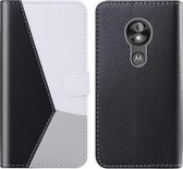 Voor Motorola Moto E5 Play Go Tricolor Stitching Horizontal Flip TPU + PU Leather Case met houder & kaartsleuven & portemonnee (zwart)