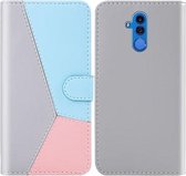 Voor Huawei Mate 20 Lite Tricolor Stitching Horizontale Flip TPU + PU lederen hoes met houder & kaartsleuven en portemonnee (grijs)