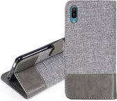 Voor Huawei Y6 Pro (2019) MUXMA MX102 Horizontale flip canvas lederen tas met standaard & kaartsleuf & portemonnee-functie (grijs)