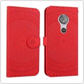 Voor Motorola Moto E5 Pressed Printing Pattern Horizontale Flip PU lederen tas met houder & kaartsleuven & portemonnee & & lanyard (rood)