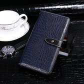 Voor Galaxy A51 idewei krokodil textuur horizontale flip lederen tas met houder & kaartsleuven & portemonnee (donkerblauw)