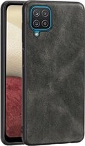 Voor Samsung Galaxy A12 Crazy Horse getextureerd kalfsleer PU + PC + TPU-hoesje (groen)