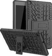 Voor Samsung Galaxy Tab A8.0 (2019) T295 / T290 Bandentextuur TPU + PC schokbestendig hoesje met houder (zwart)
