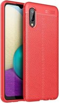 Voor Samsung Galaxy A02 Litchi Texture TPU schokbestendig hoesje (rood)