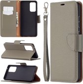 Voor Samsung Galaxy A72 5G Litchi Textuur Pure Kleur Horizontale Flip PU Lederen Case met Houder & Kaartsleuven & Portemonnee & Lanyard (Grijs)