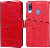 Voor Samsung Galaxy A40 Geometrische stiksels Horizontale flip TPU + PU lederen tas met houder & kaartsleuven en portemonnee (rood)