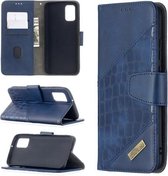 Voor Samsung Galaxy A02s (EU-versie) Bijpassende kleur Krokodiltextuur Horizontale flip PU lederen tas met portemonnee & houder & kaartsleuven (blauw)