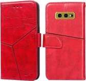 Voor Samsung Galaxy S10e Geometrische stiksels Horizontale flip TPU + PU lederen tas met houder & kaartsleuven en portemonnee (rood)