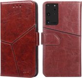 Voor Samsung Galaxy S21 Ultra 5G Geometrische stiksels Horizontale Flip TPU + PU lederen tas met houder & kaartsleuven & portemonnee (donkerbruin)