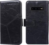 Voor Samsung Galaxy S10 + geometrische stiksels Horizontale flip TPU + PU lederen tas met houder & kaartsleuven en portemonnee (zwart)