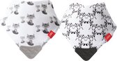 Nuby - bandana slab - baby slabbetjes - kwijlslabben dubbelzijdig met bijtring - 2 stuks - grijs