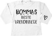 Kindershirt Bomma's beste vriendinnetje-Oma's beste vriendinnetje-wit-zwart-Maat 74-Lange mouw