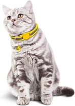 Reflecterende katten halsband - Glow in the dark - Geel - Veiligheidssluiting - Voor alle rassen - Met belletje - Voorkom ongelukken - Houdt uw kat veilig in he donker