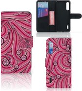 PU Etui Housse en PU Cuir Portefeuille de Protection Xiaomi Mi A3 Coque Téléphone Swirl Pink