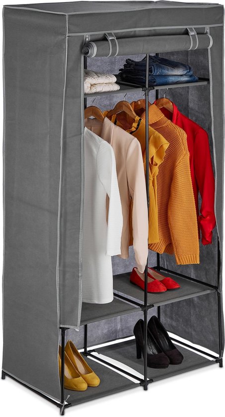 Poort opzettelijk Lelie Relaxdays stoffen kledingkast - vouwkast 6 vakken - garderobekast opvouwbaar  -... | bol.com