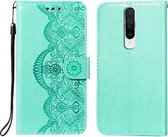 Voor Xiaomi Redmi K30 Flower Vine Embossing Pattern Horizontale Flip Leather Case met Card Slot & Holder & Wallet & Lanyard (Green)