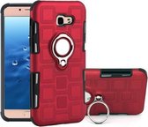 Voor Galaxy A5 (2017) 2 in 1 kubus pc + TPU beschermhoes met 360 graden draaien zilveren ringhouder (rood)