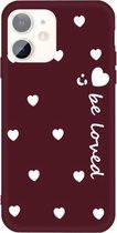 Voor iPhone 11 Lachend gezicht Meerdere liefdeshartjes Patroon Kleurrijke Frosted TPU Telefoon Beschermhoes (Wijnrood)