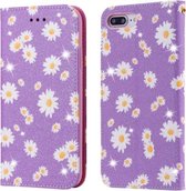 Voor iPhone 7 Plus / 8 Plus Glinsterende Daisy Magnetische Horizontale Flip Leren Case met Houder & Kaartsleuven & Fotolijst (Paars)