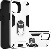 Voor iPhone 12 Pro Max 2 in 1 Armor Series PC + TPU beschermhoes met ringhouder (zilver)