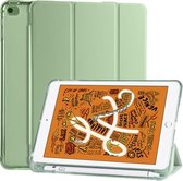 Voor iPad Mini 5 / Mini 4 3-opvouwbare horizontale flip PU-leer + schokbestendige TPU-hoes met houder en pengleuf (Matcha groen)
