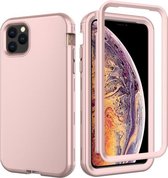 Voor iPhone 11 Pro Max 3 in 1 lederen olie TPU + pc schokbestendig hoesje (roségoud)