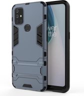 Voor OnePlus Nord N10 5G schokbestendige pc + TPU beschermhoes met verborgen houder (marineblauw)