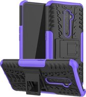 Voor OPPO Reno2 Tyre Texture Shockproof TPU + PC beschermhoes met houder (paars)