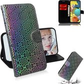 Voor Samsung Galaxy A51 5G Effen Kleur Kleurrijke Magnetische Gesp Horizontale Flip PU Lederen Case met Houder & Kaartsleuven & Portemonnee & Lanyard (Zilver)