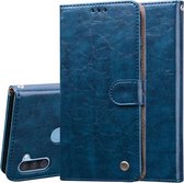 Voor Samsung Galaxy A11 zakelijke stijl olie wax textuur horizontale flip lederen tas met houder & kaartsleuven & portemonnee (koningsblauw)