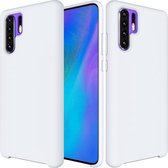 Effen kleur vloeibaar siliconen schokbestendig hoesje voor Huawei P30 Pro (wit)