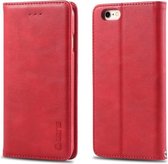 Voor iPhone 6 / 6s AZNS Retro textuur magnetische horizontale flip PU lederen tas met houder & kaartsleuven en fotolijst (rood)