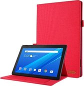 Voor Lenovo Tab E10 Horizontale Flip TPU + stof PU lederen beschermhoes met naamkaartclip (rood)