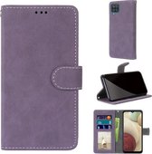 Voor Samsung Galaxy A12 / M12 Retro Frosted Horizontale Flip PU lederen tas met houder & kaartsleuven & portemonnee & fotolijst (paars)