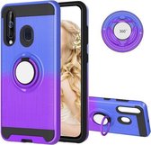 Voor Galaxy M40 / A60 2 in 1 pc + TPU beschermhoes met 360 graden roterende ringhouder (blauw paars)