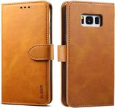 Voor Galaxy S8 + GUSSIM zakelijke stijl horizontale flip lederen tas met houder en kaartsleuven en portemonnee (kaki)