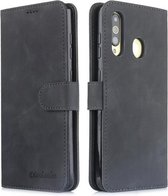 Voor Galaxy A20s Diaobaolee Pure Verse Textuur Horizontale Flip Leren Case, met Houder & Kaartsleuf & Portemonnee & Fotolijst (Zwart)