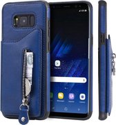 Voor Galaxy S8 Plus effen kleur dubbele gesp rits schokbestendig beschermhoes (blauw)