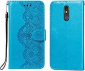 Voor LG Stylo 5 Flower Vine Embossing Pattern Horizontale Flip Leather Case met Card Slot & Holder & Wallet & Lanyard (Blue)