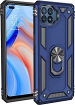 Voor OPPO Reno4 Lite schokbestendige TPU + pc beschermhoes met 360 graden roterende houder (blauw)