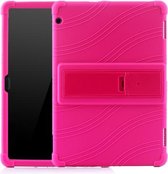 Voor Huawei MediaPad T5 Tablet PC siliconen beschermhoes met onzichtbare beugel (rose rood)