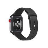 Plak lederen TPU horlogeband voor Apple Watch Series 6 & SE & 5 & 4 40 mm / 3 & 2 & 1 38 mm (zwart)