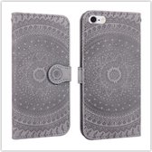 Voor iPhone 6s Plus Pressed Printing Pattern Horizontale Flip PU lederen tas, met houder & kaartsleuven & portemonnee & & lanyard (grijs)