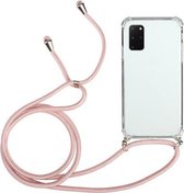 Voor Samsung Galaxy S20 + Four-Corner Anti-Fall transparante TPU beschermhoes met lanyard (roze)