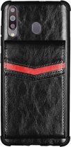 Voor Samsung Galaxy A20s Flip Card Tas Koperen Gesp TPU + PU Lederen Achterkant Schokbestendig Hoesje met Kaartsleuven & Fotolijst (Zwart)