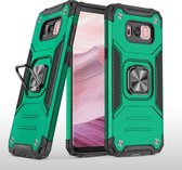 Voor Samsung Galaxy S8 Plus magnetisch pantser schokbestendig TPU + pc-hoesje met metalen ringhouder (donkergroen)