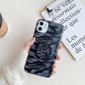 Schokbestendige IMD Camouflage TPU-beschermhoes met houder voor iPhone 11 Pro Max (zwart)